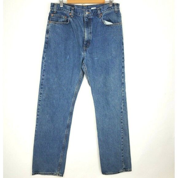 Vintage Levis Red Tab 505 Medium Wash 36X34 (actual 34x33) Straight Leg Jeans - Picture 1 of 9